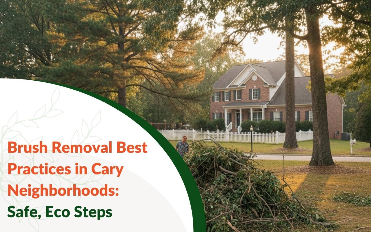 Resident practicing brush removal best practices in Cary neighborhood