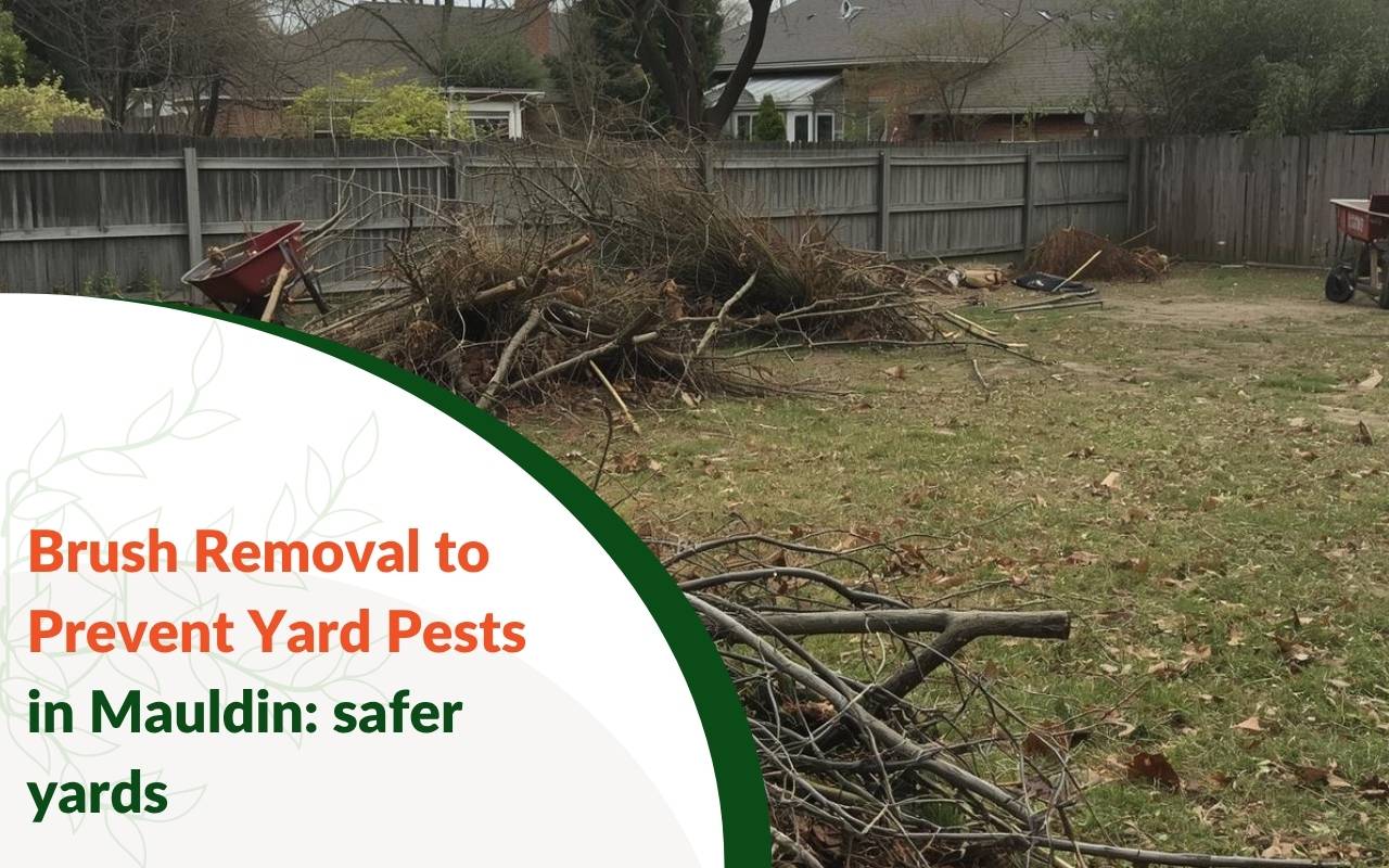 Brush removal in Mauldin yard to prevent pests