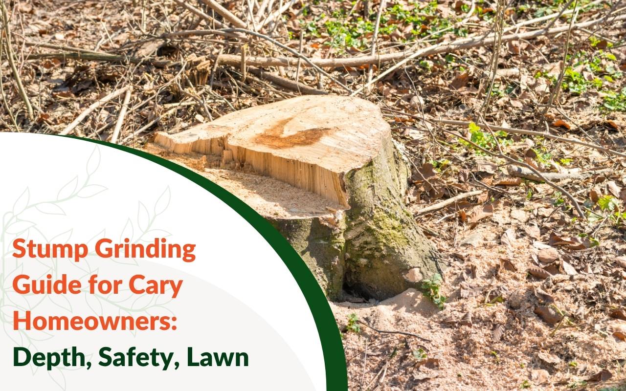 Proper stump grinding depth for Cary lawns