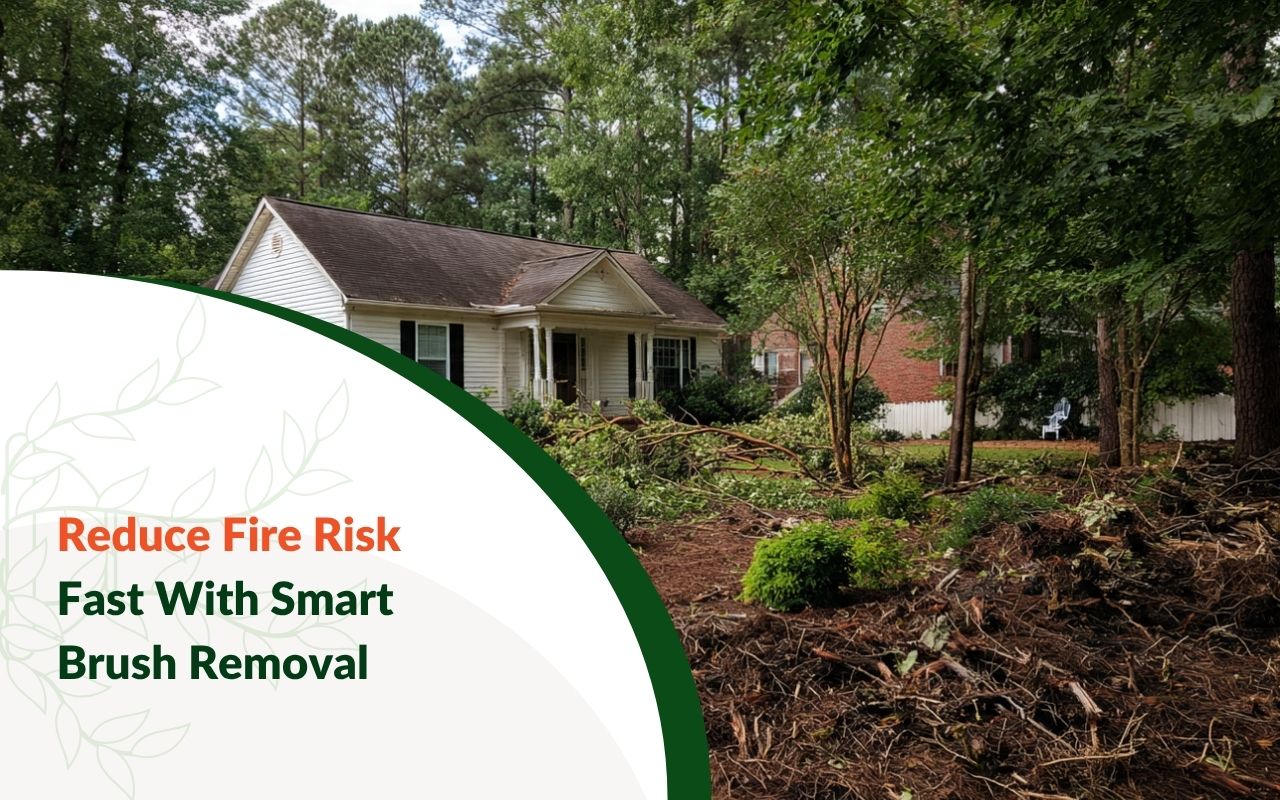 Brush Removal to Reduce Fire Risk in Fuquay-Varina, NC with yard cleanup