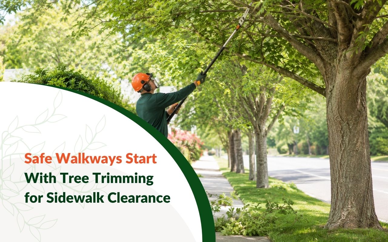 Tree Trimming for Sidewalk Clearance by a local tree care team