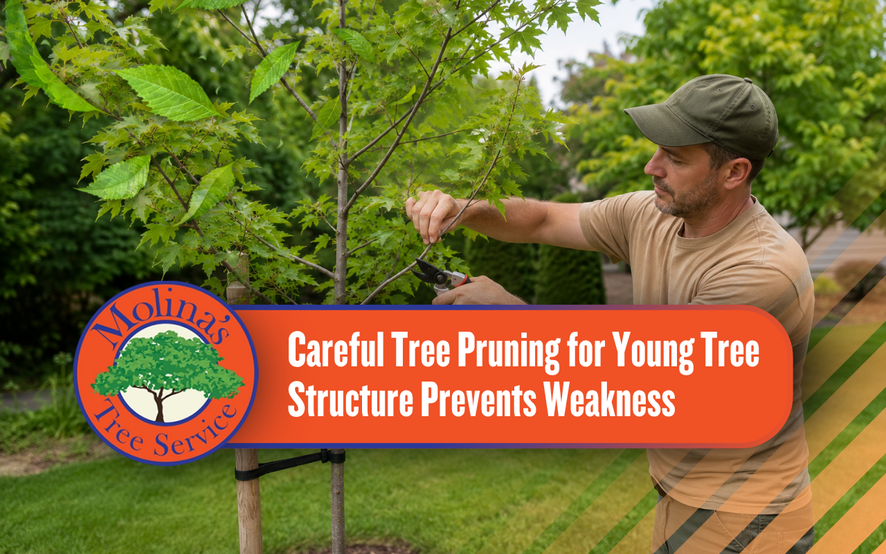 Tree pruning for young tree structure on a healthy young tree