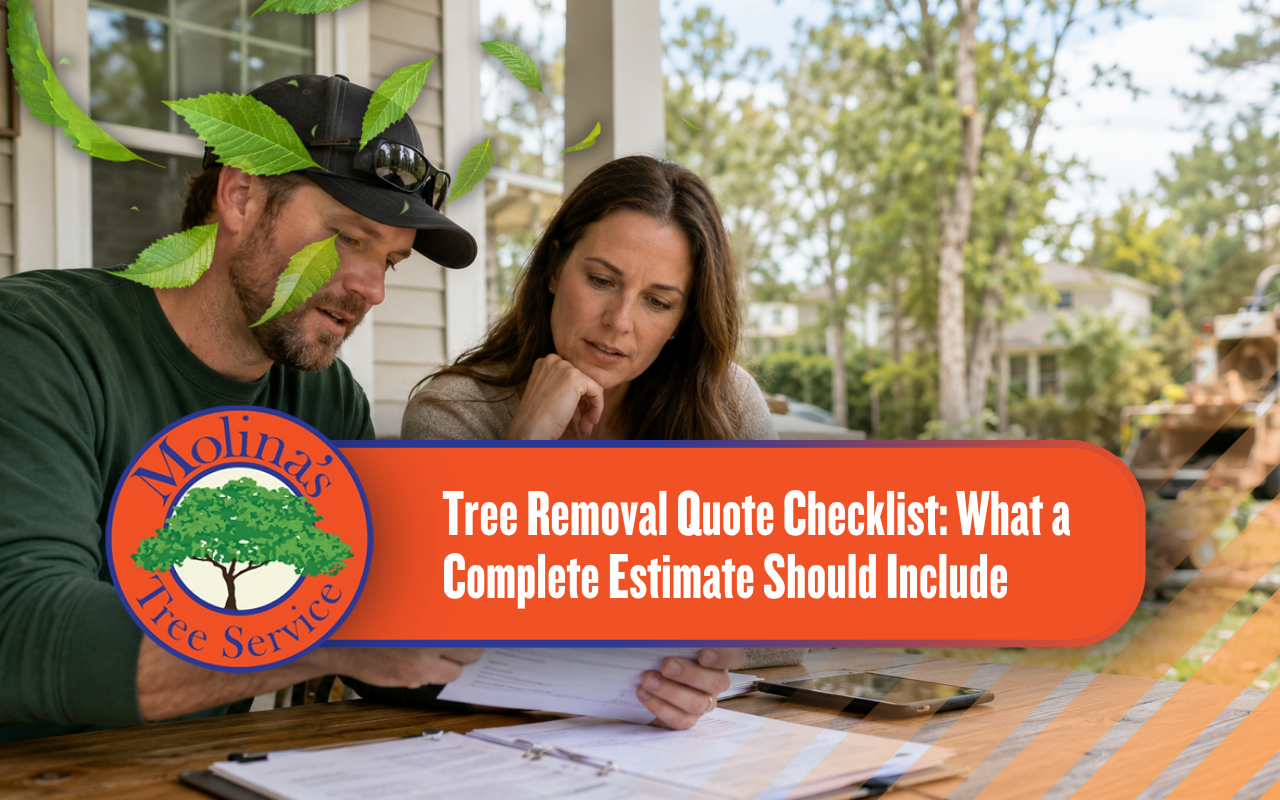 Detailed tree removal quote reviewed before a residential project
